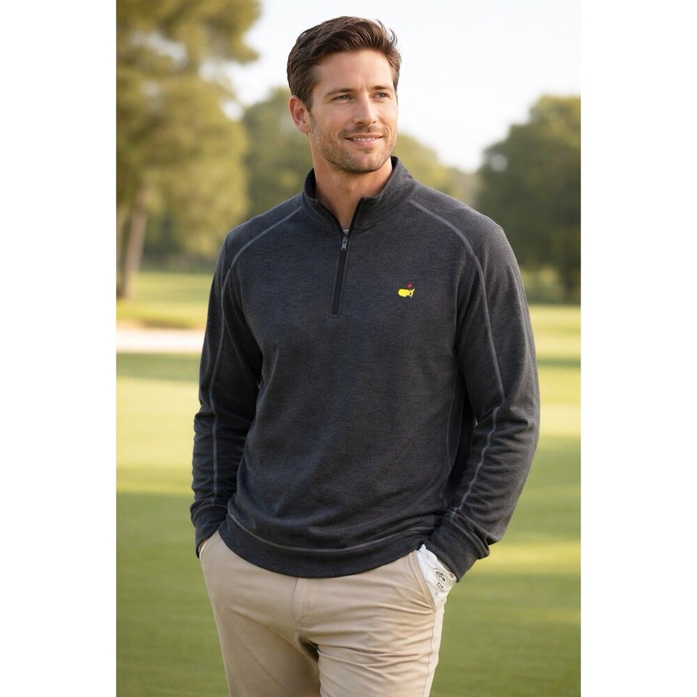 Masters Tech 1/4 Zip Pullover Mens L Gray Golf Performance Athletic Minimalist